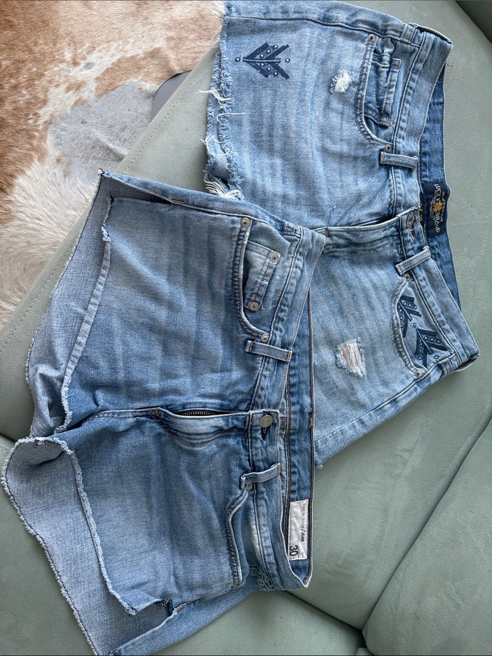 Light Blue Distressed Women’s Denim Shorts one Rag and Bone one Lucky Brand